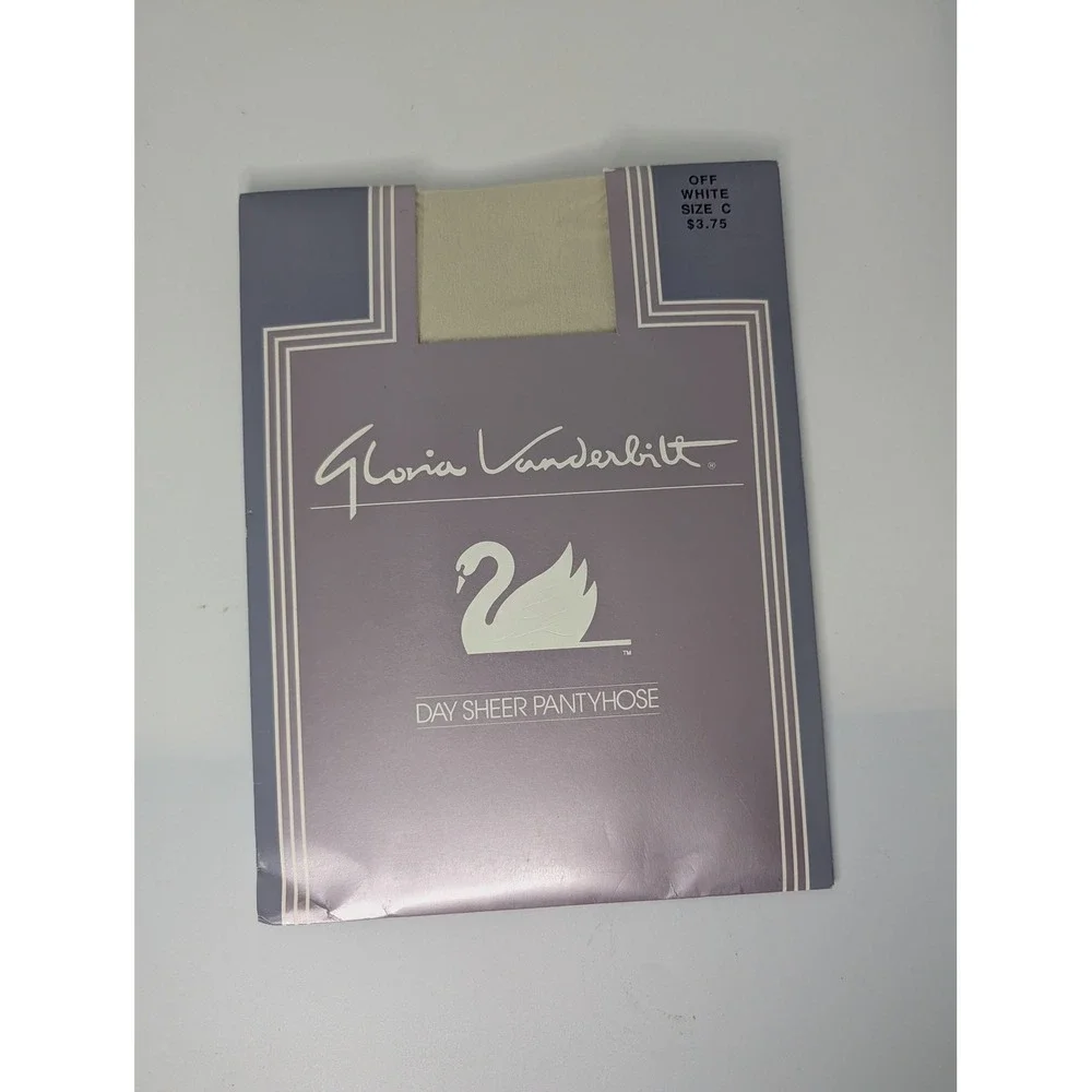 Gloria Vanderbilt Day Sheer Pantyhose Off White Size C Made in USA Vintage